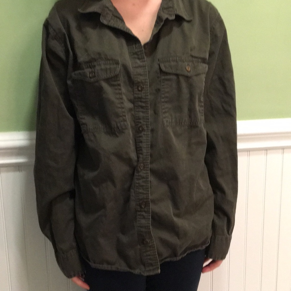 Green button up